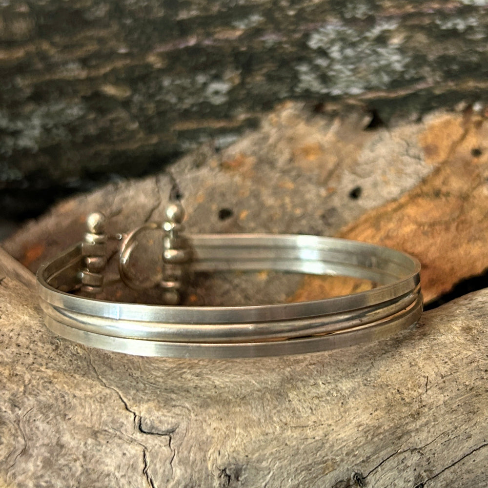 Sterling 3-Strand Cuff Bracelet with Handmade Clasp