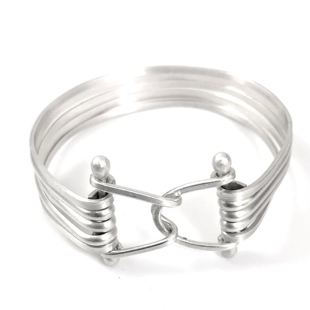 Sterling 5-Strand Cuff Bracelet with Handmade Clasp